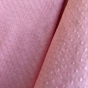 Vintage pink organdy, pink dotted Swiss sewing fabric, 36” wide, 1 yard